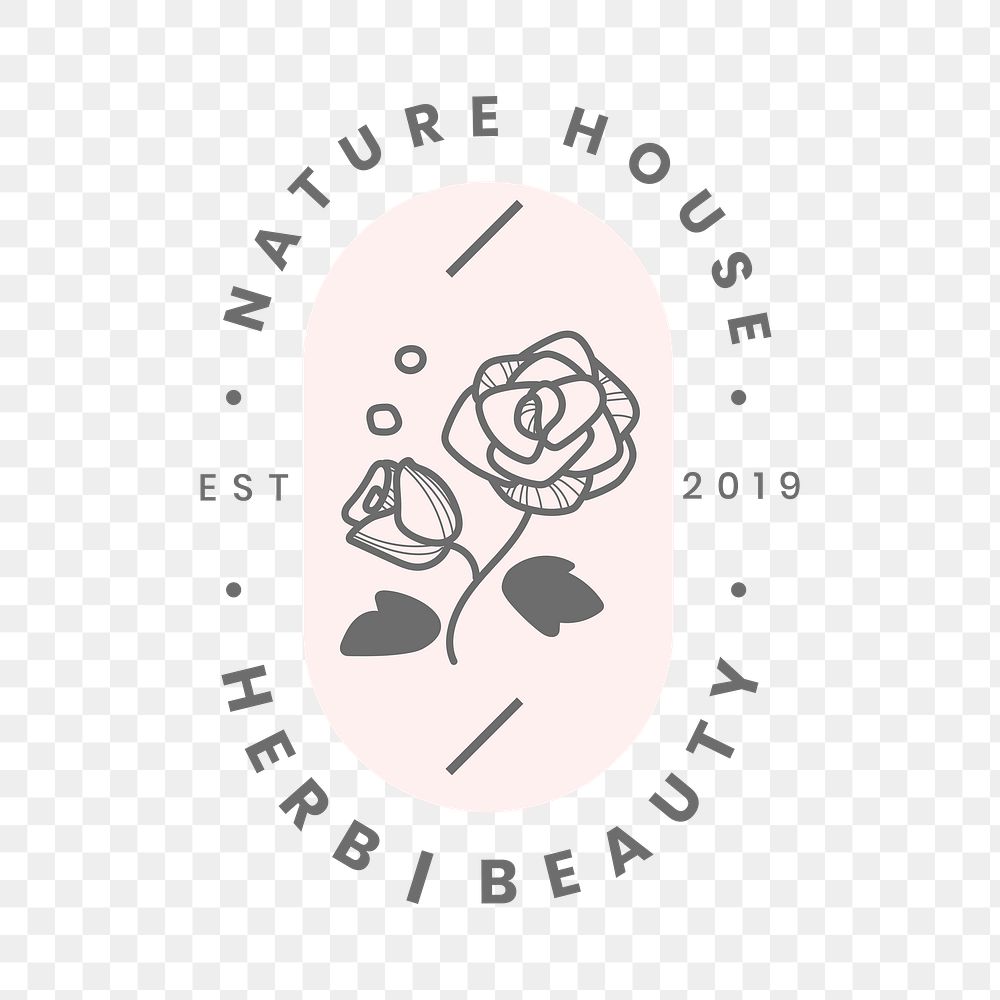 Rose business logo png badge, pastel flower design for beauty brands
