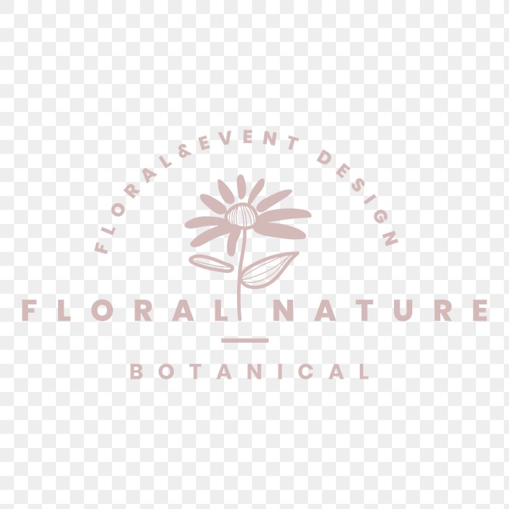 Flower business logo png badge, aesthetic pink botanical design