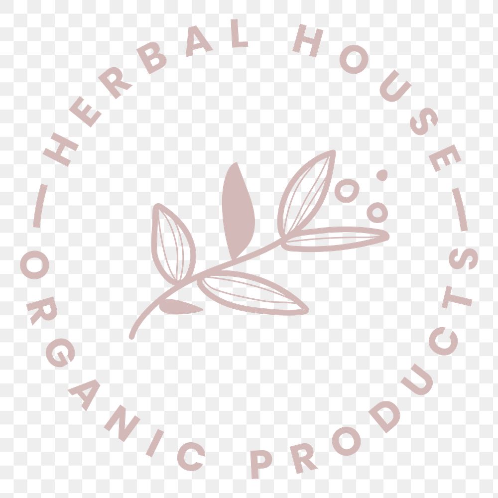 Leaf business logo png badge, organic product branding in transparent background