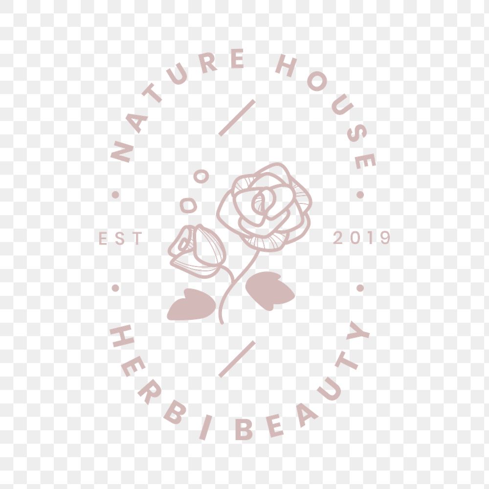 Rose business logo png badge, pink flower design for beauty brands