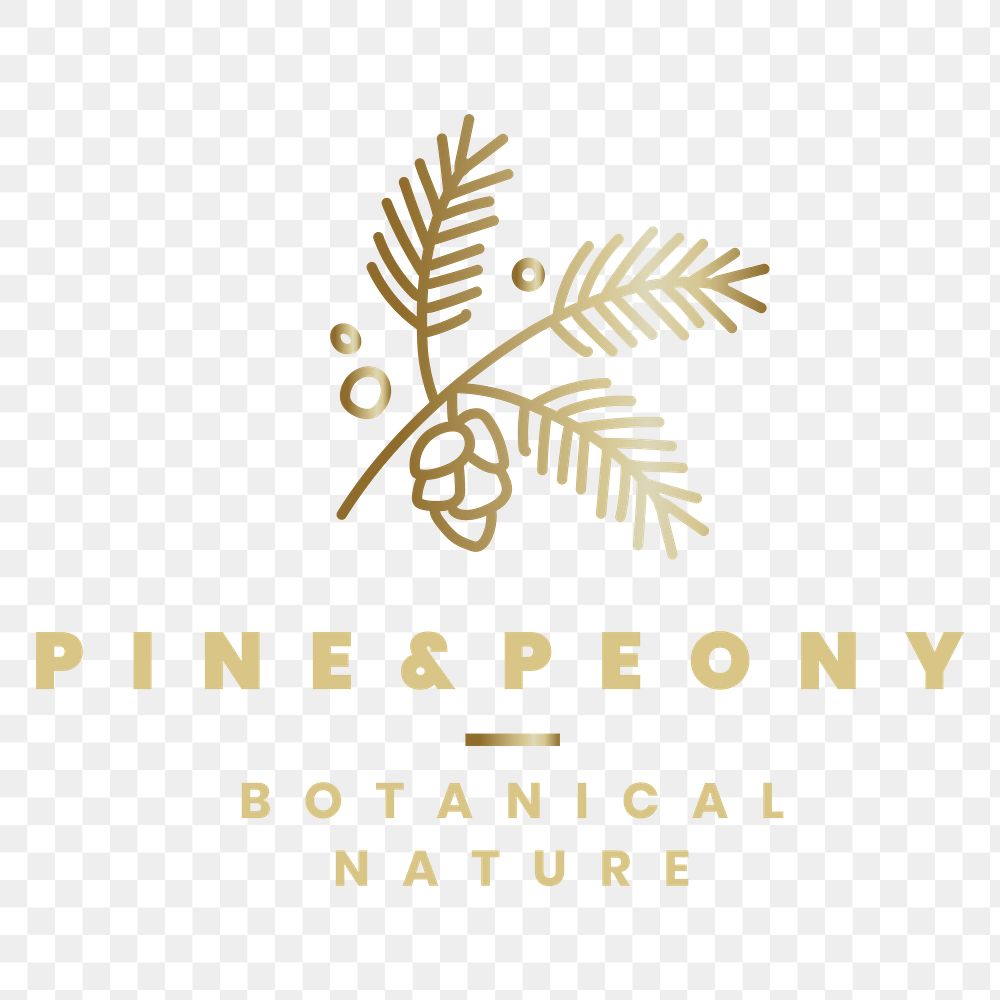 Organic botanical logo png badge, gold leaf illustration for business
