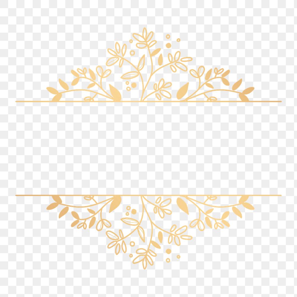 Flower logo badge png clipart, gold botanical design