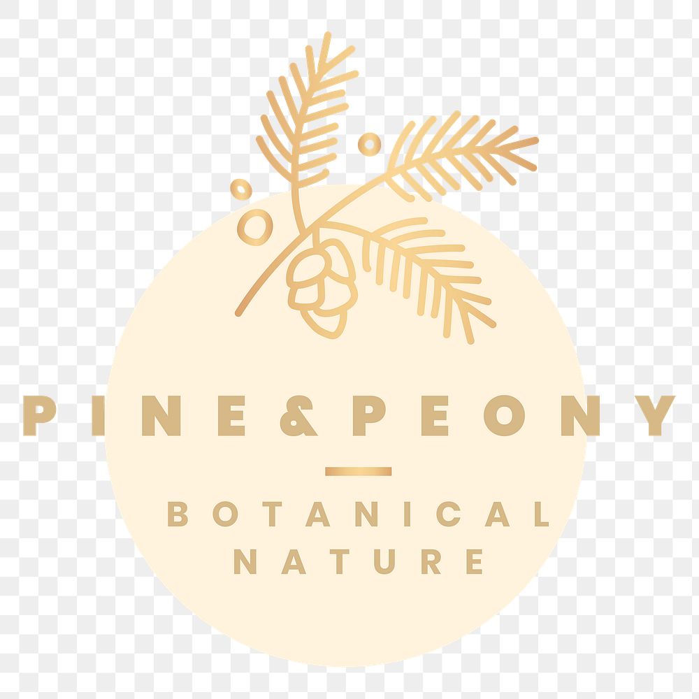 Organic botanical logo png badge, leaf illustration for business