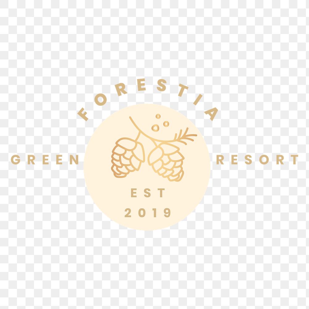 Aesthetic business logo png badge, gold pine cone illustration
