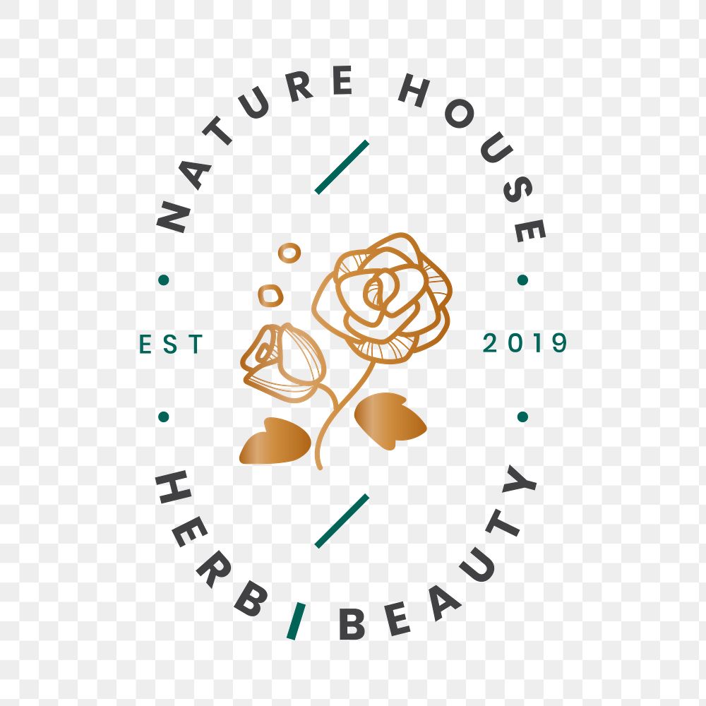 Rose business logo png badge, flower design for beauty brands