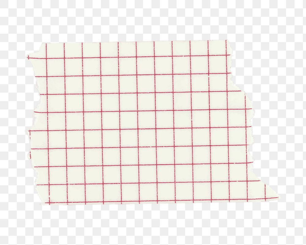 Pink png washi tape sticker, grid patterned with transparent background