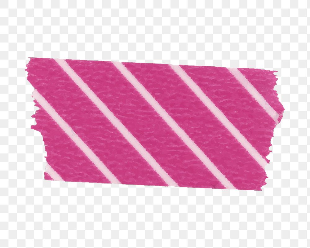 Pink washi tape png sticker, striped pattern on transparent background