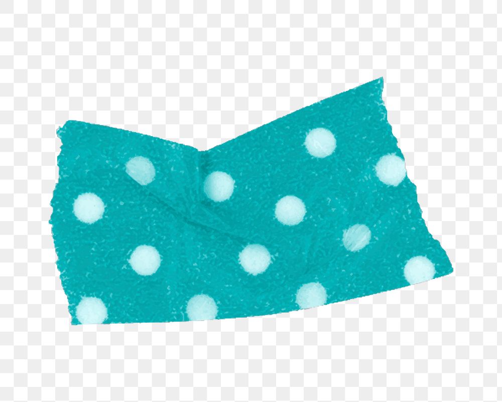 Cute washi tape png clipart, teal polka dot pattern on transparent background
