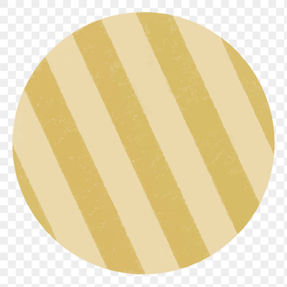 Circle shape png sticker, yellow striped pattern on transparent background