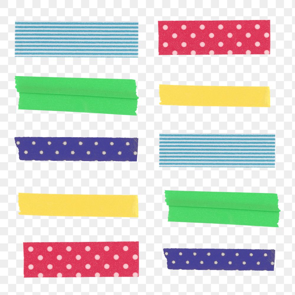 Polka dot png washi tape clipart, colorful pattern on transparent background