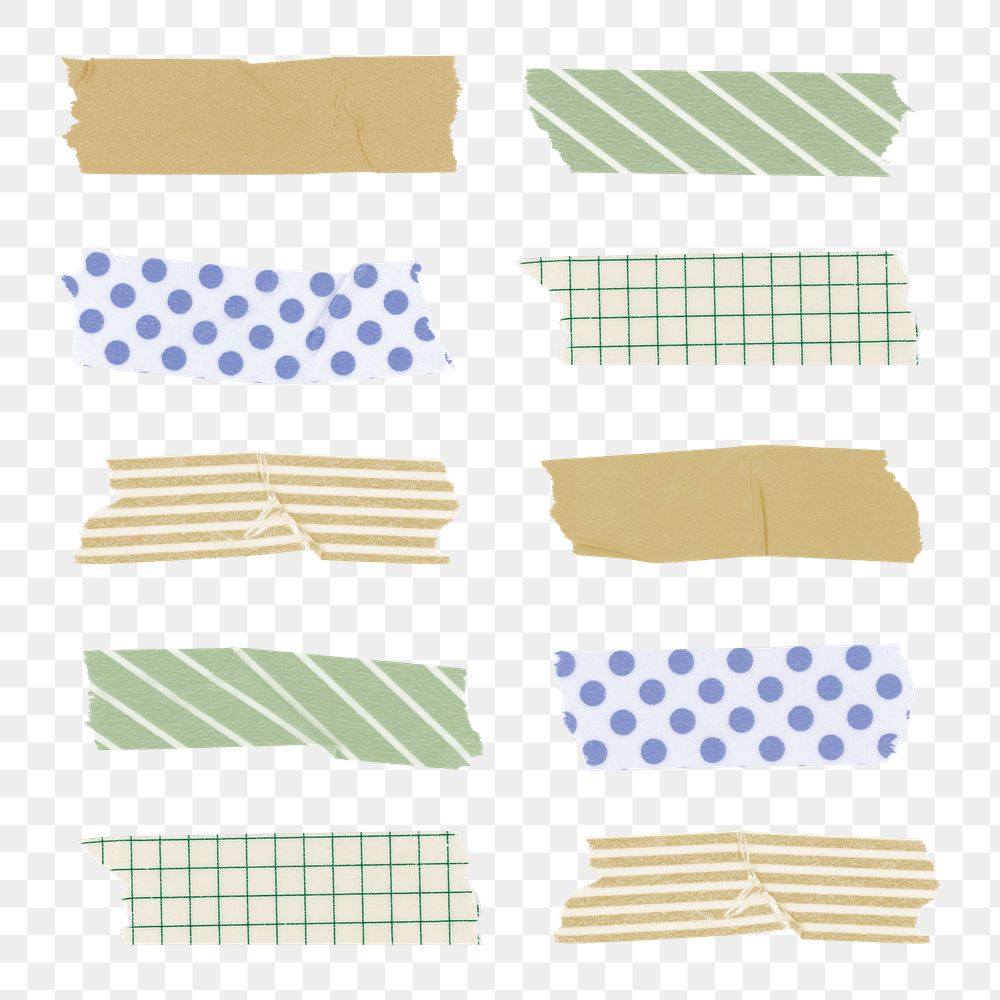 Abstract washi tape png sticker, polka dot pattern set on transparent background