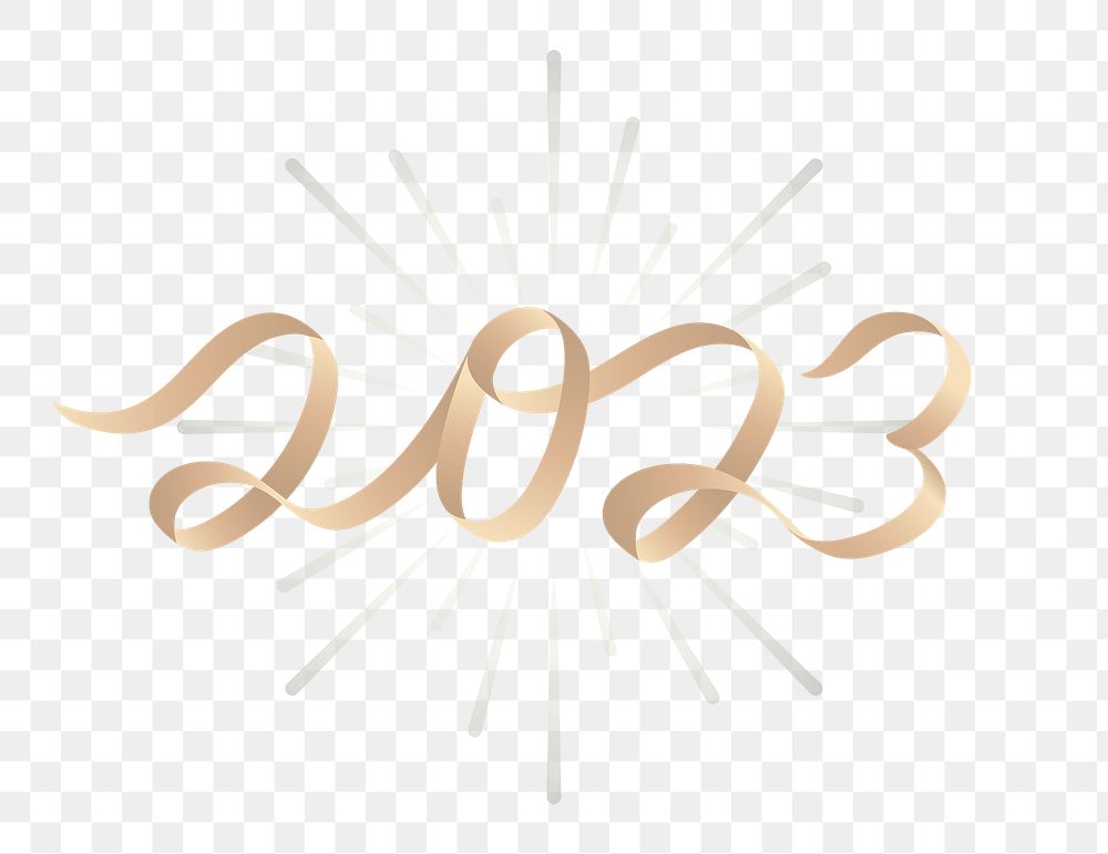 2023 png gold cursive text, transparent background