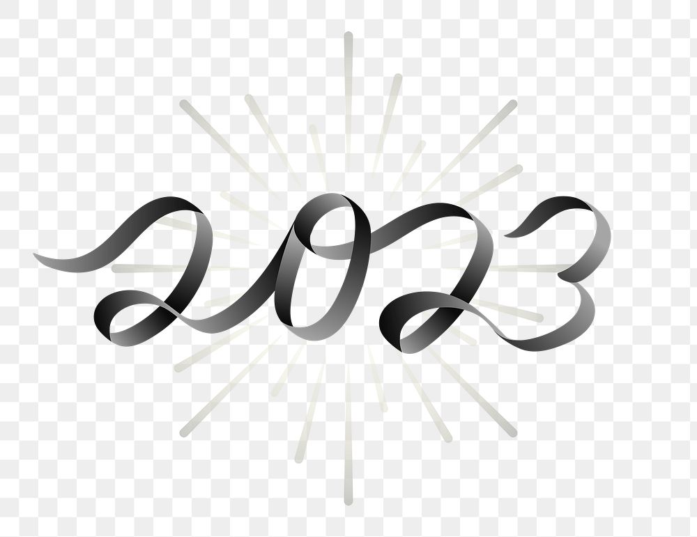 2023 png black cursive lettering text, transparent background