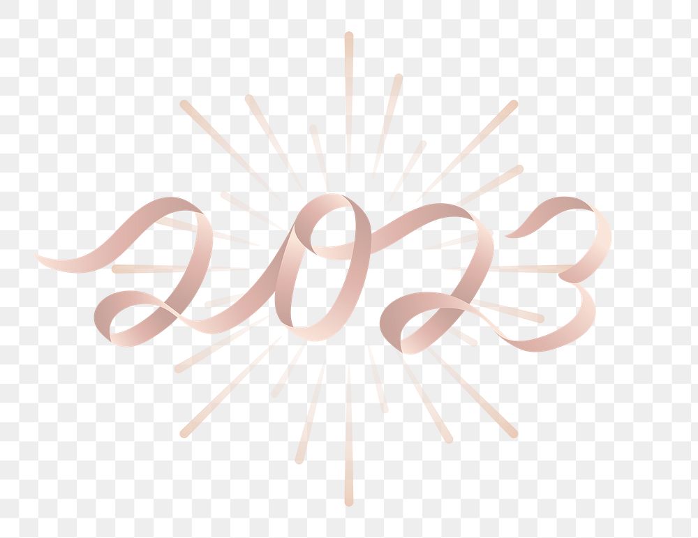 2023 png pink gold cursive text, transparent background