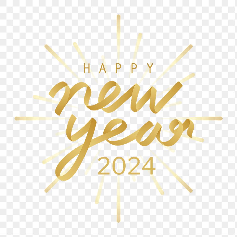 2024 png happy new year gold text