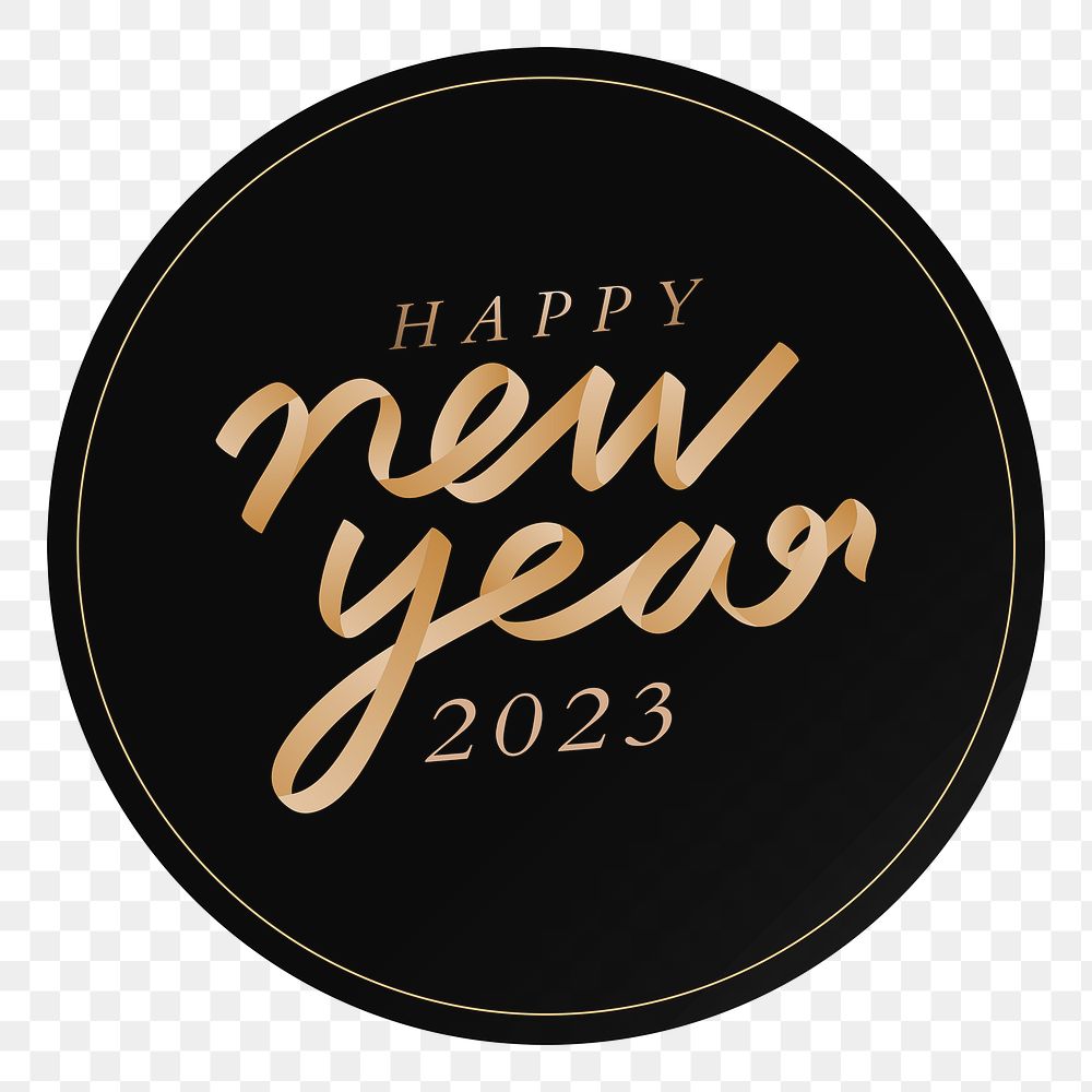 Happy new year 2023 png frame black and gold logo