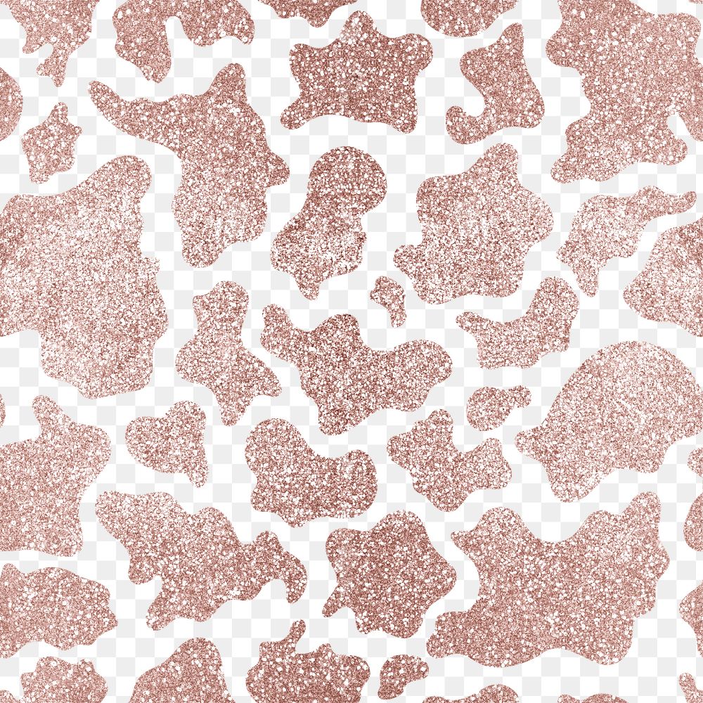 Cow skin rose gold png seamless pattern, aesthetic animal print transparent background