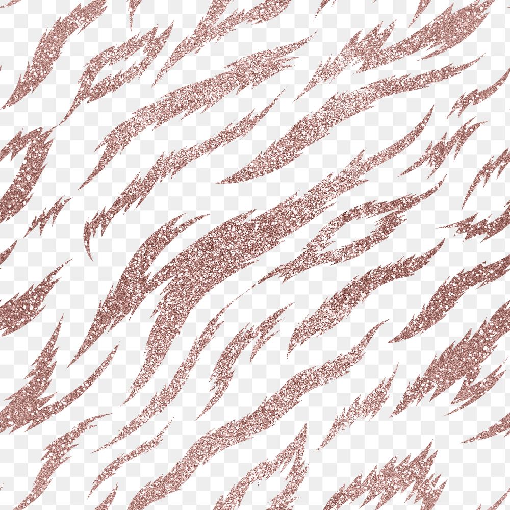 Tiger rose gold png seamless pattern, textured animal print transparent background