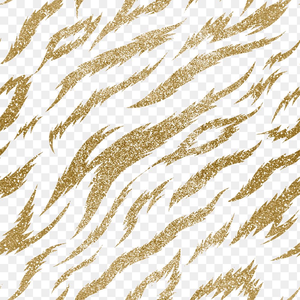 Tiger gold png seamless pattern, textured animal print transparent background