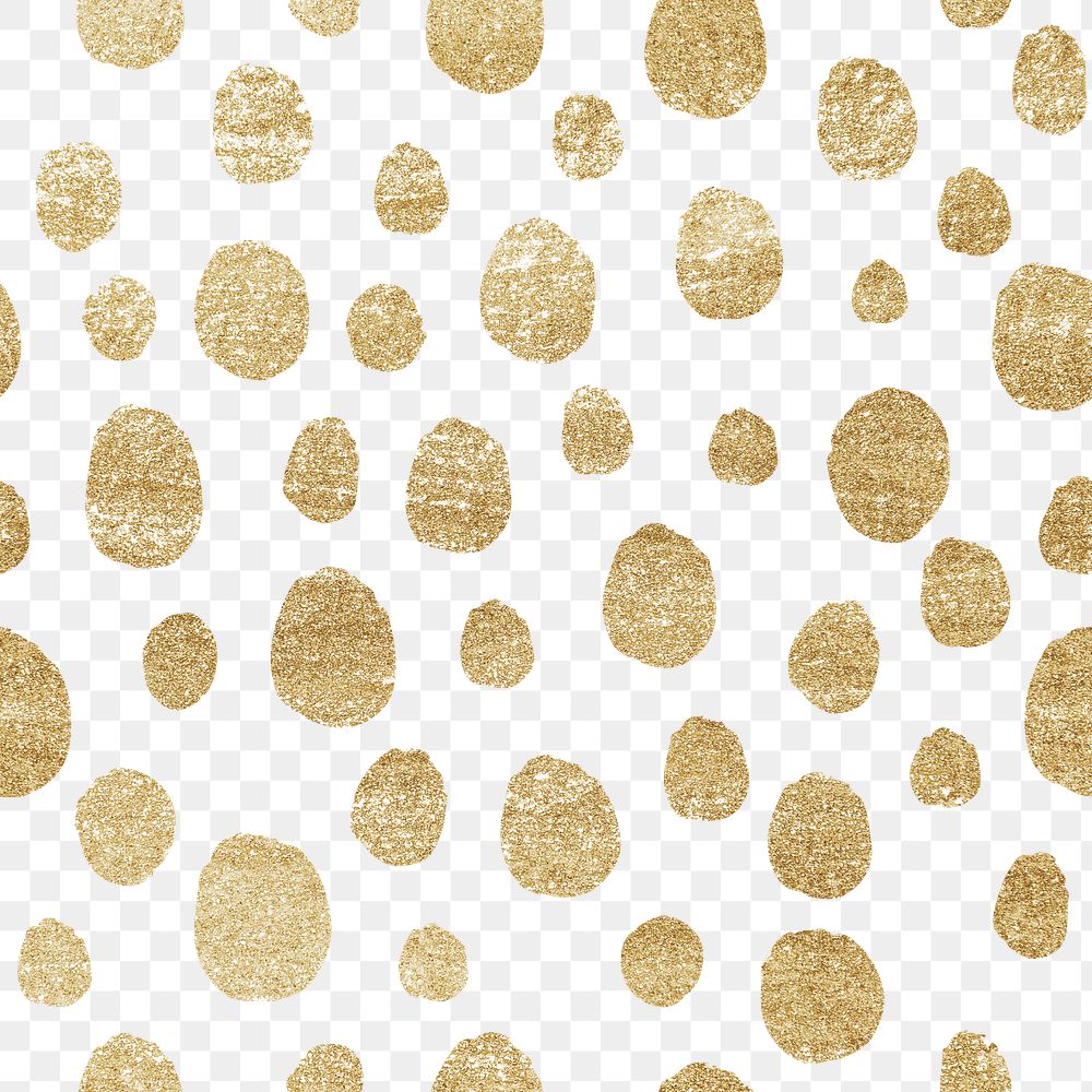 Polka dots gold png seamless pattern, cute fancy girly transparent background