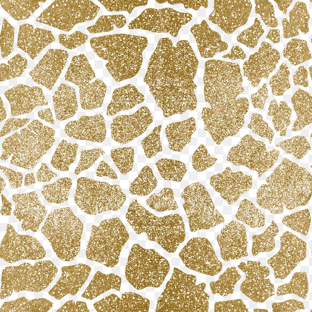 Gold png seamless pattern, glitter giraffe skin transparent background