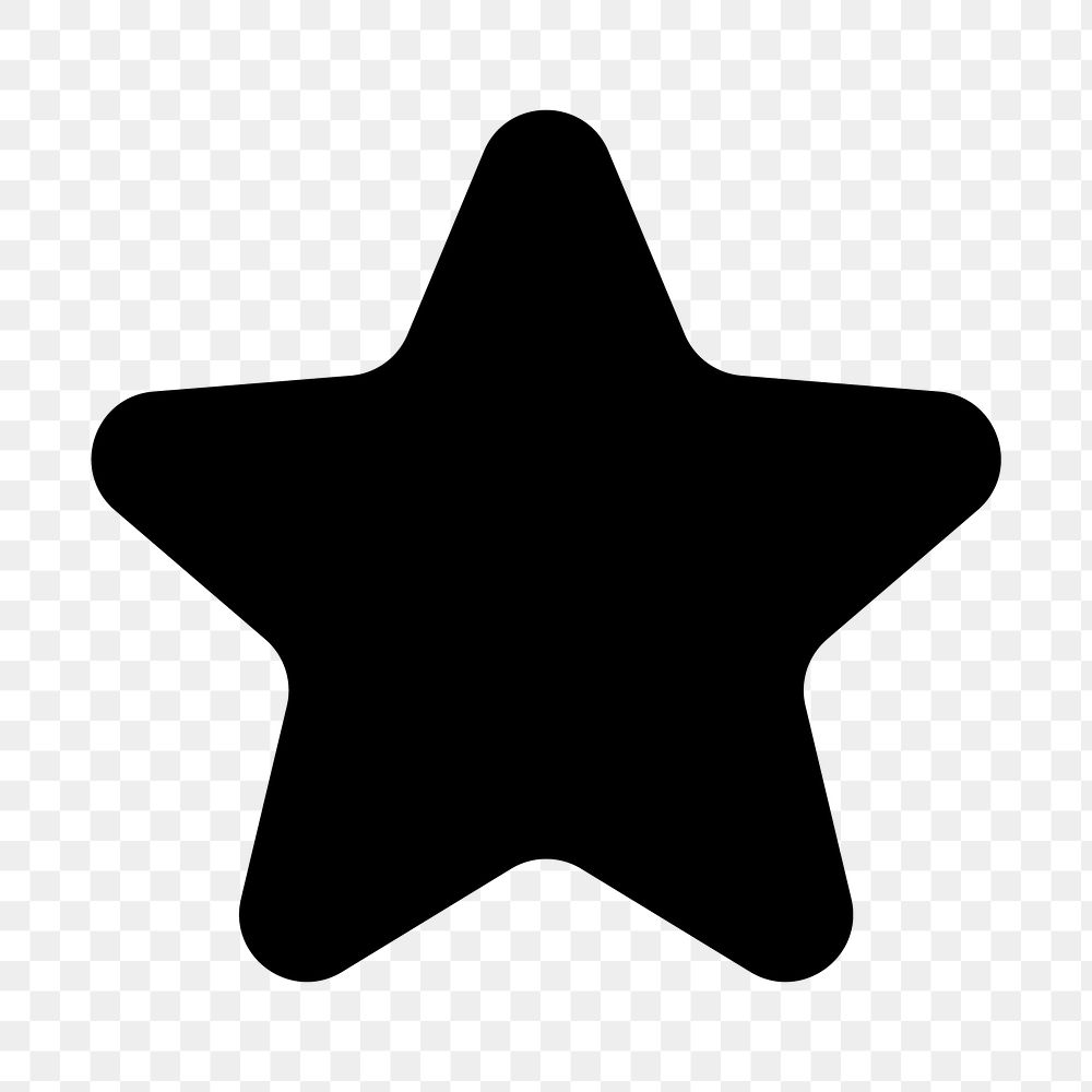 Black star png filled icon, for social media app