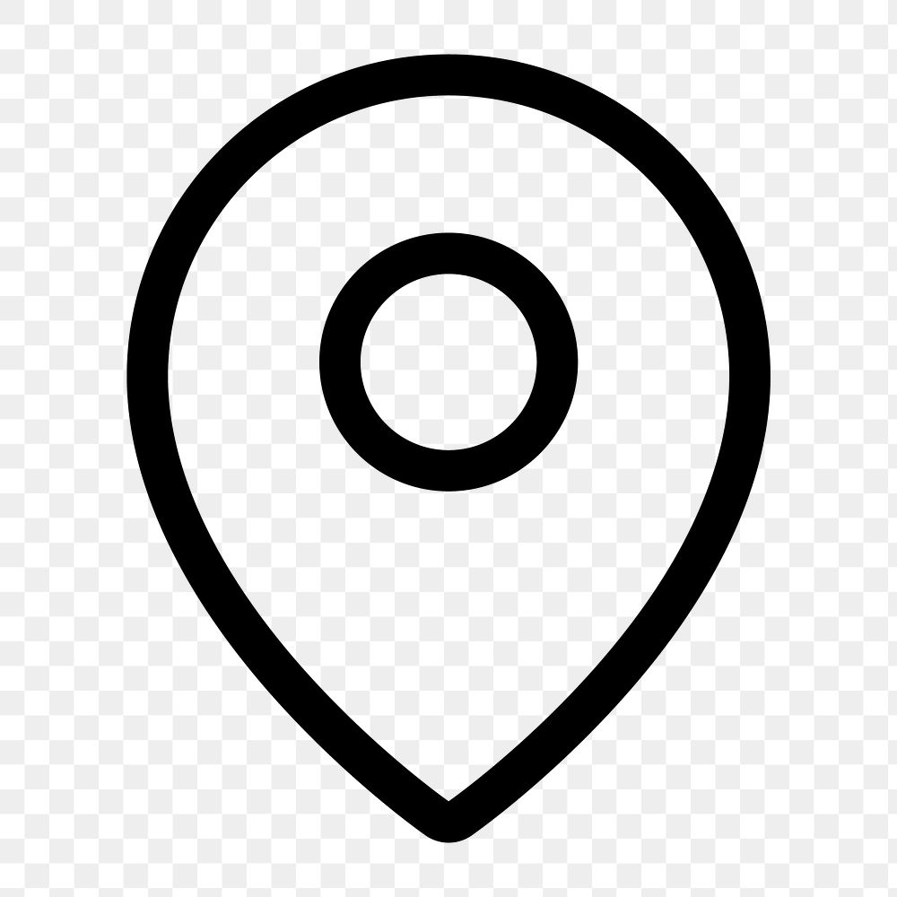 Location pin png outlined icon, for social media app