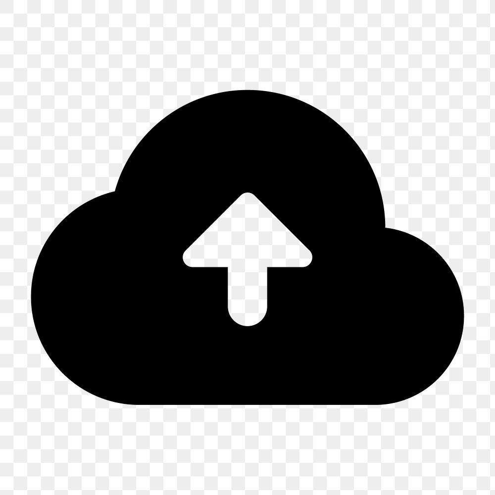 Cloud upload png icon for apps & websites, rounded design, transparent background