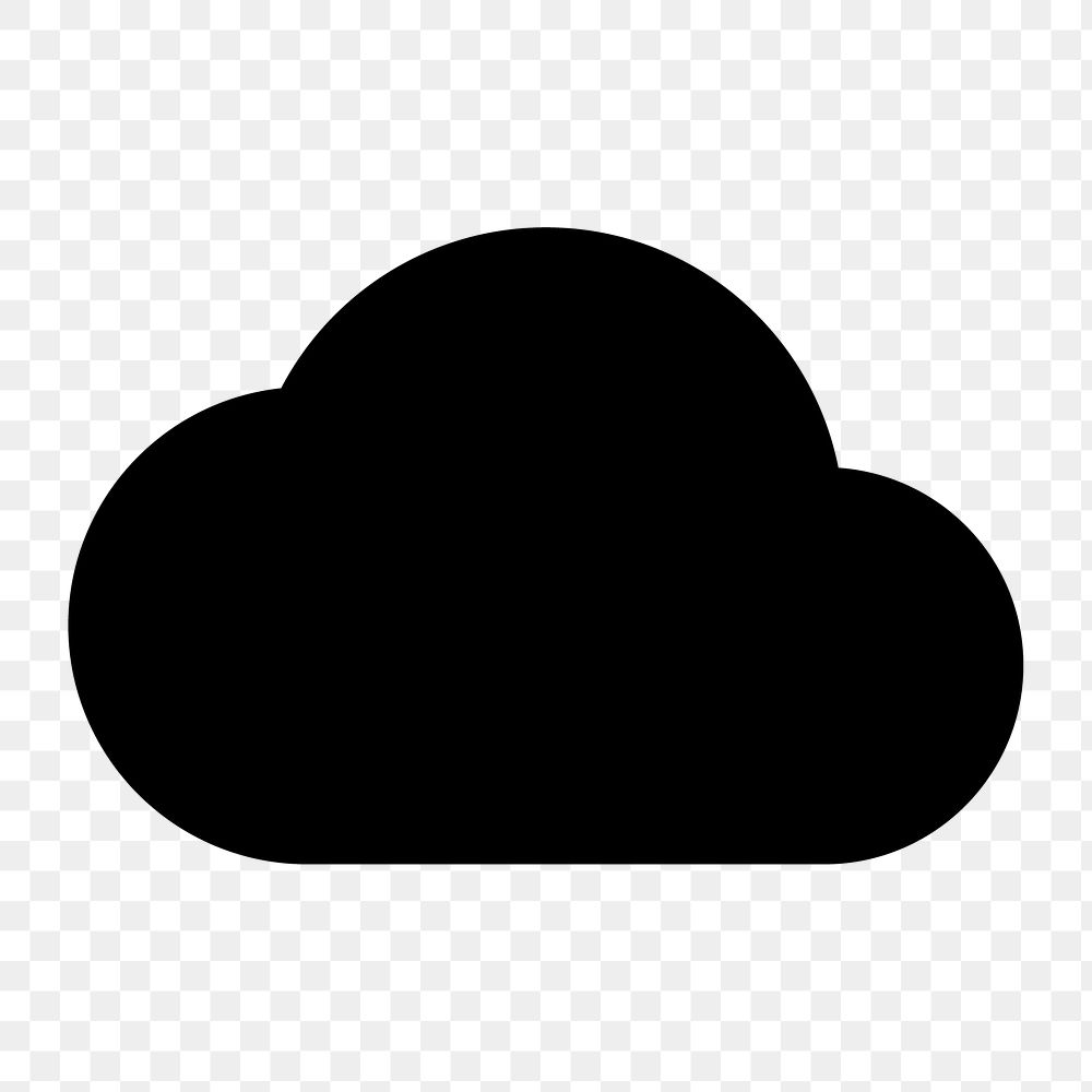 Cloud png icon for apps & websites, filled black design, transparent background