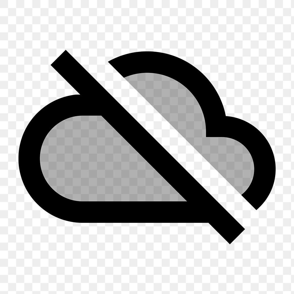 Cloud off png icon for apps & websites, two tone gray design, transparent background