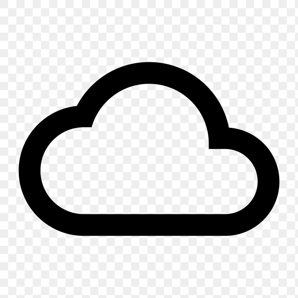 Cloud queue png icon for apps & websites, outlined design, transparent background