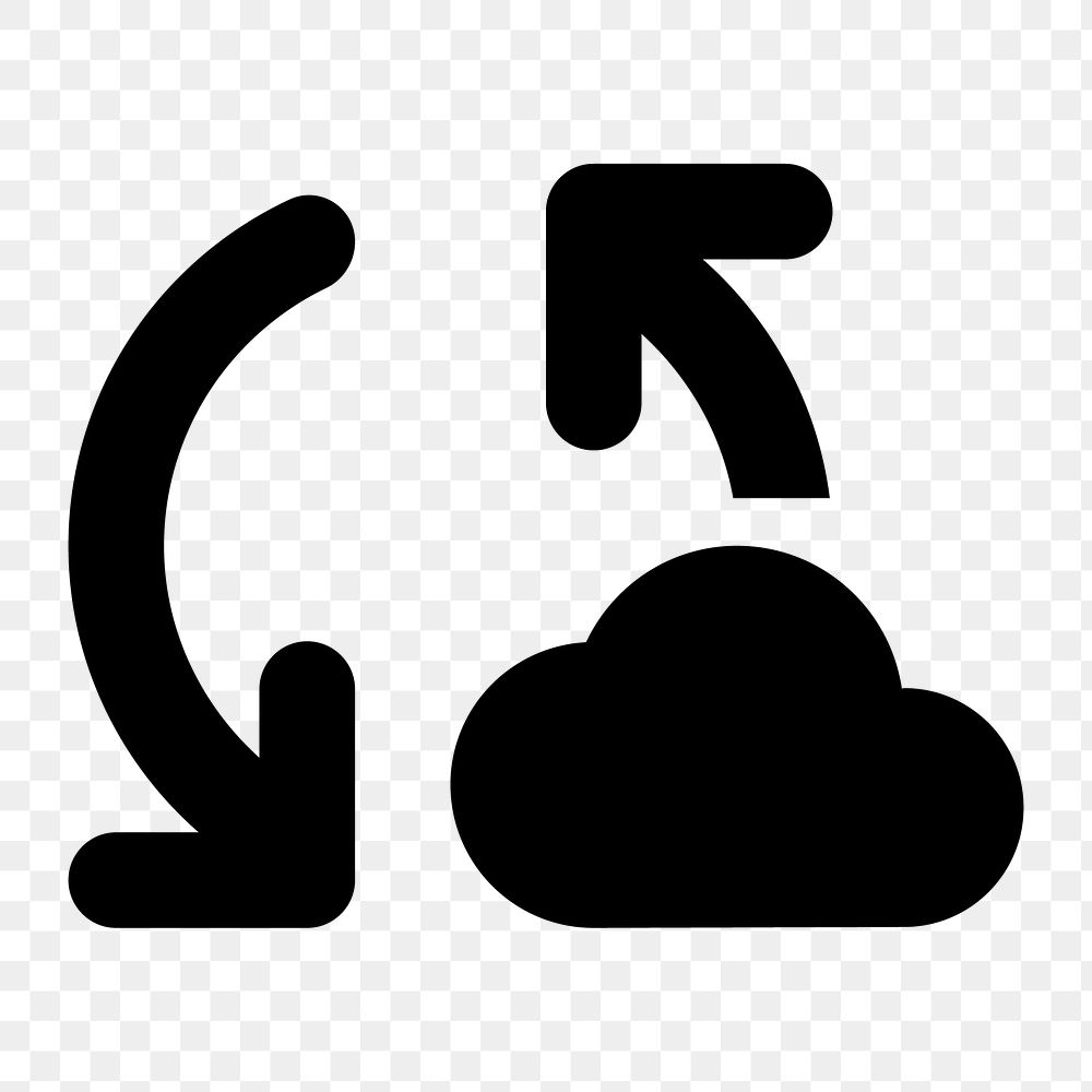 Cloud sync png icon for apps & websites, rounded design, transparent background