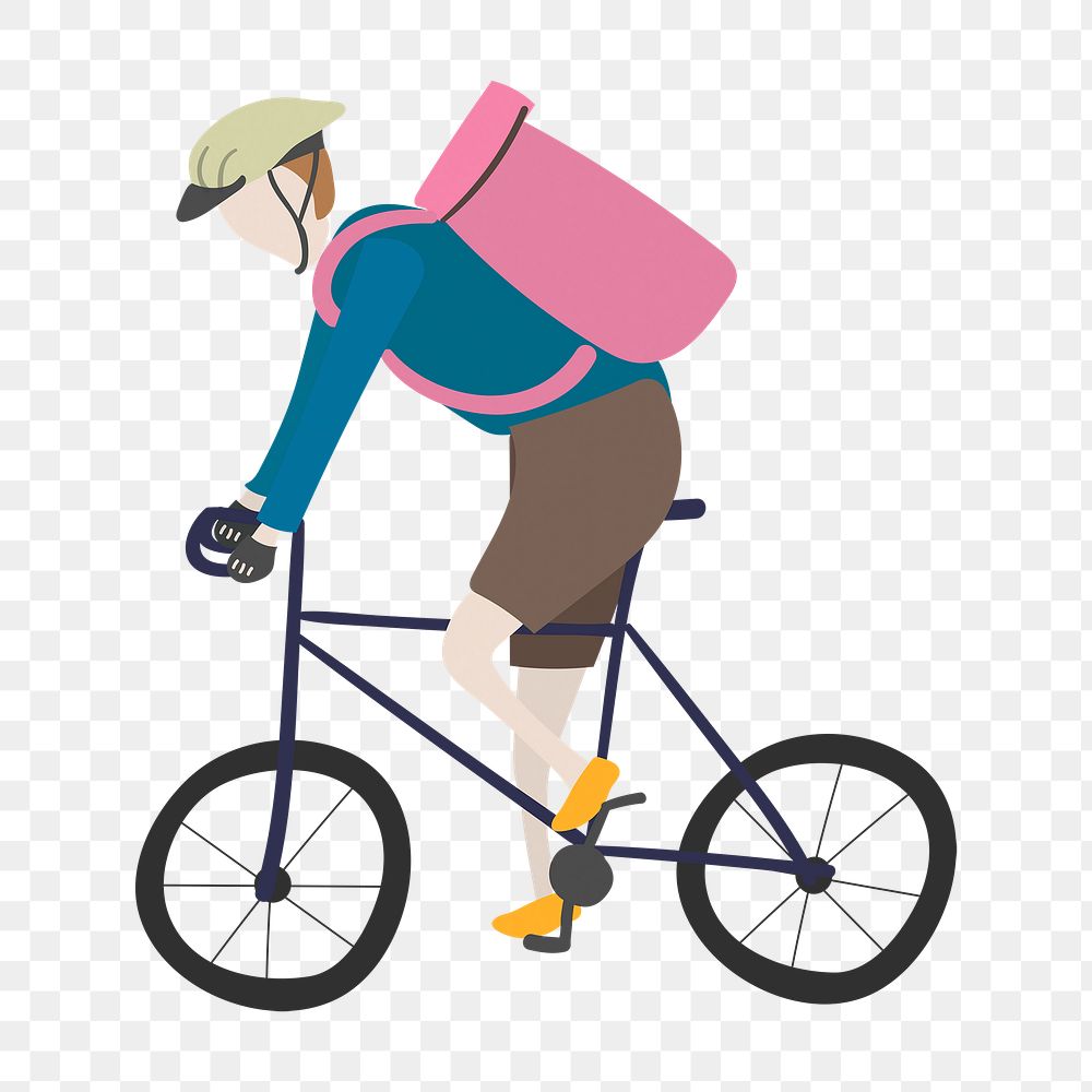 Man png riding bicycle clipart, sustainable lifestyle illustration