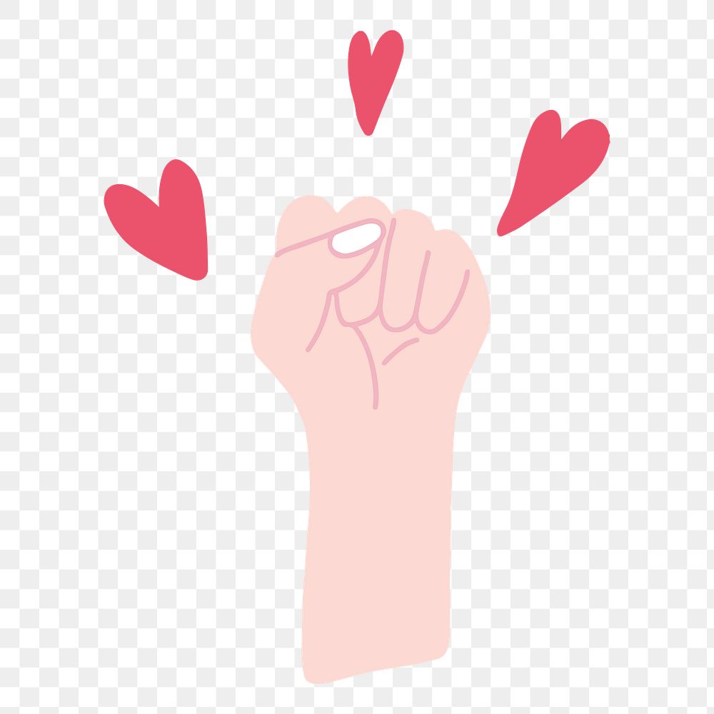 Raised fist png sticker, girl power illustration, transparent background