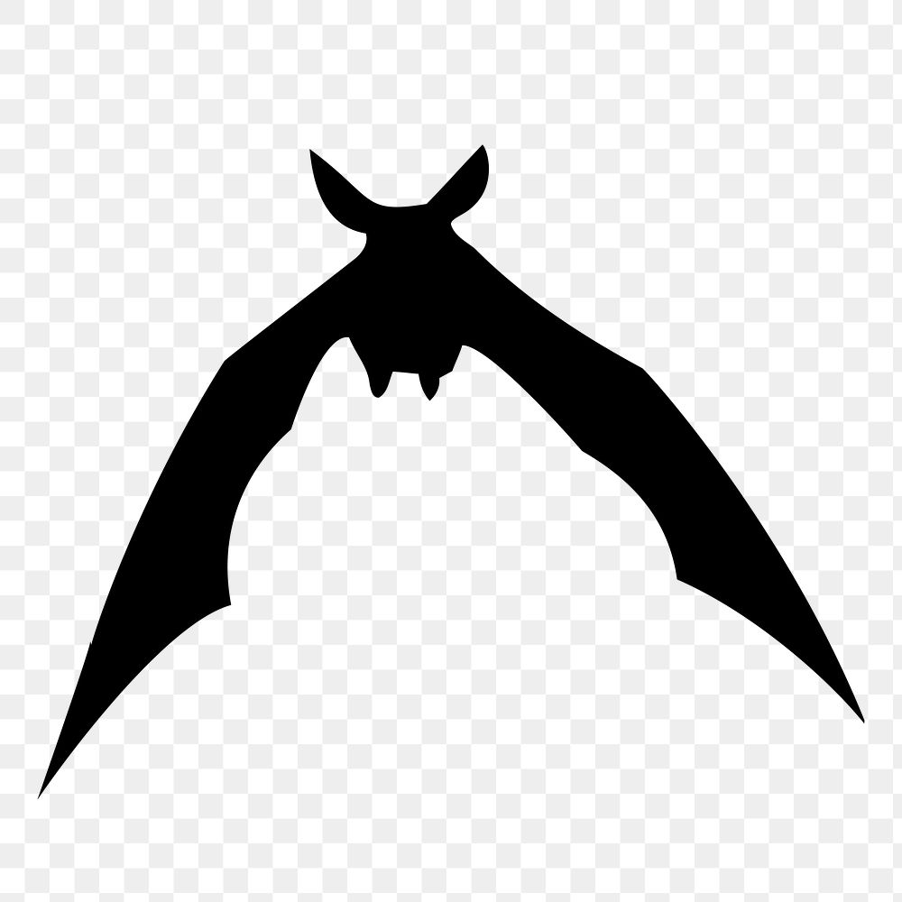 Flying bat png silhouette sticker, animal illustration, transparent background. Free public domain CC0 image.