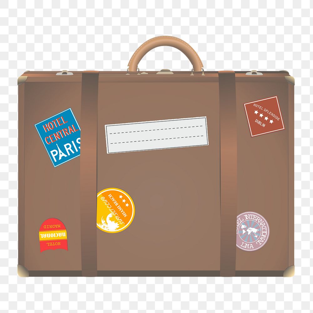 Vintage luggage png sticker, travel illustration on transparent background. Free public domain CC0 image.