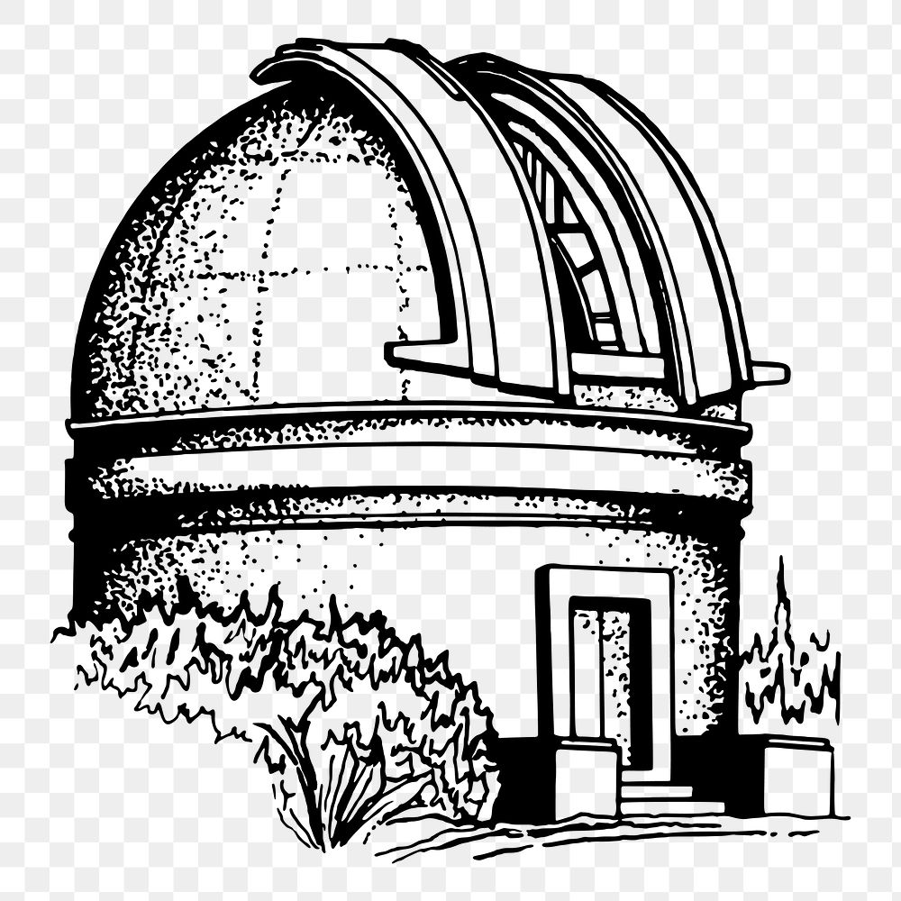 Observatory dome png sticker, vintage architecture illustration, transparent background. Free public domain CC0 image.