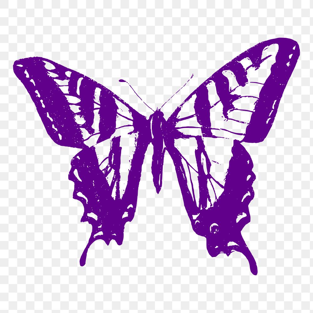 Purple butterfly png sticker, vintage insect illustration, transparent background. Free public domain CC0 image.