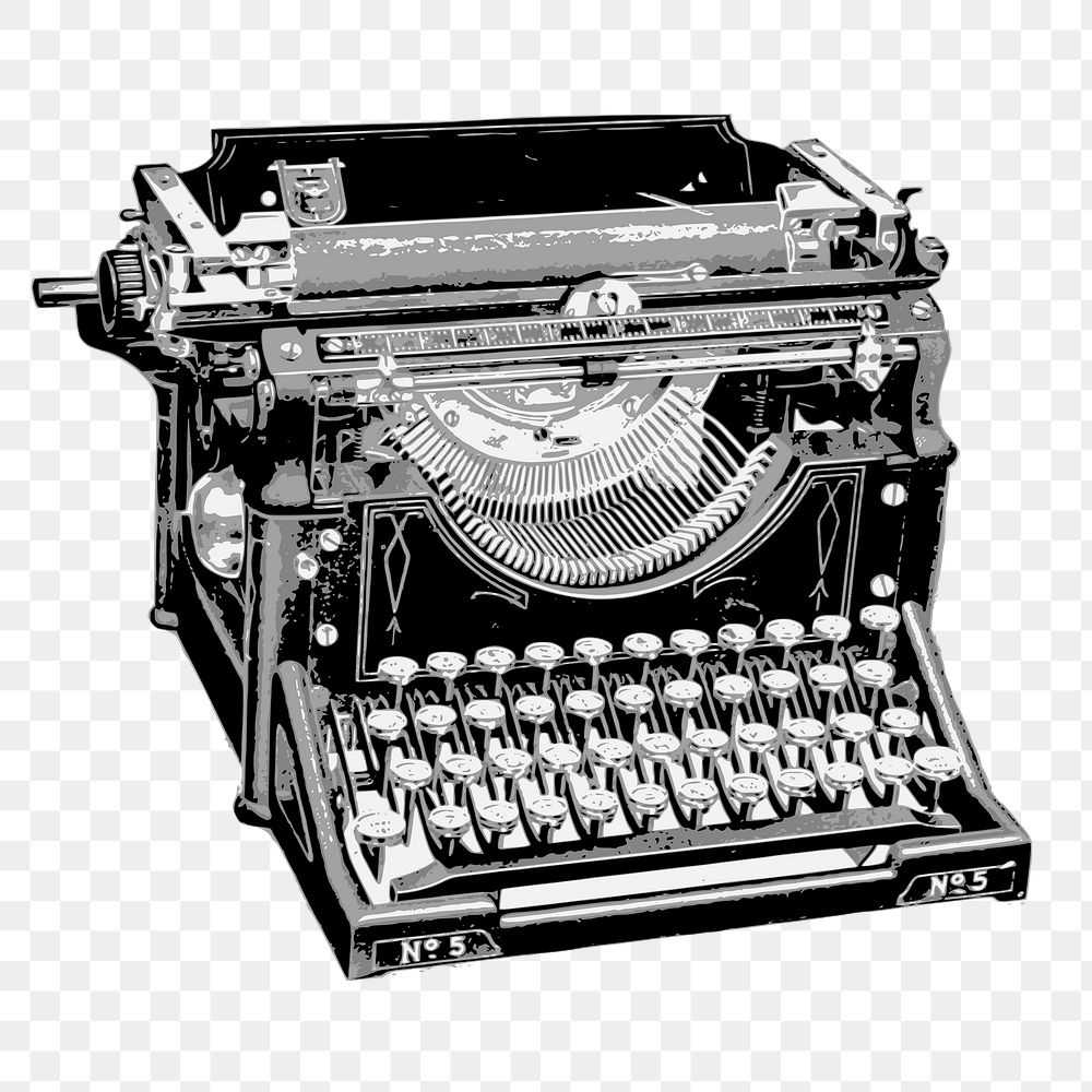 Typewriter png sticker, vintage object illustration, transparent background. Free public domain CC0 image.