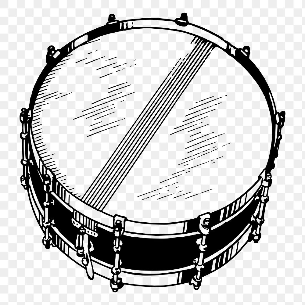Snare drum png sticker, musical instrument illustration, transparent background. Free public domain CC0 image.
