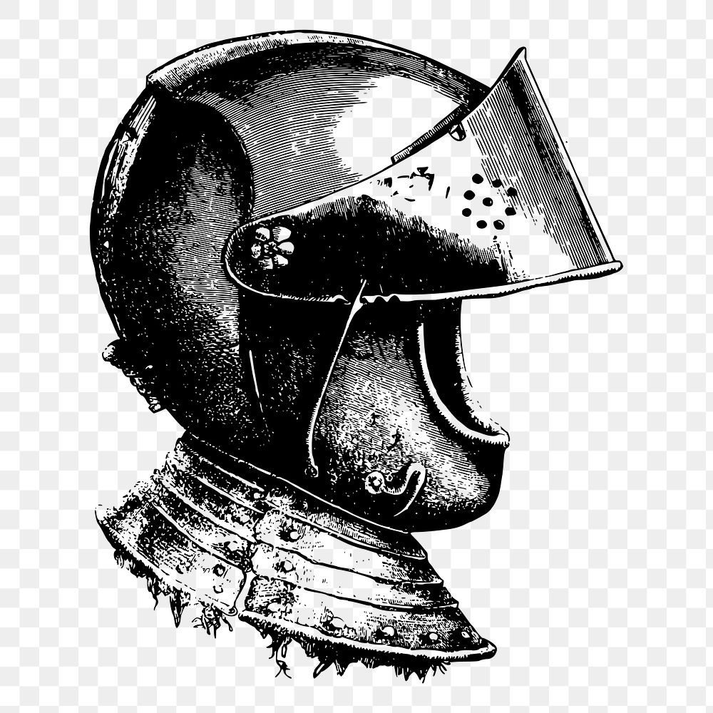 Knight helmet png sticker, medieval illustration, transparent background. Free public domain CC0 image.