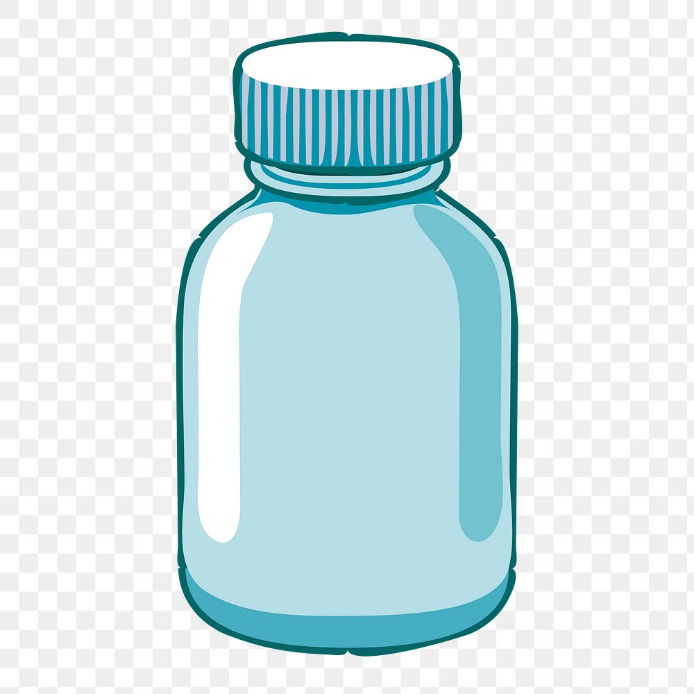 Medicine bottle png sticker, object illustration on transparent background. Free public domain CC0 image.