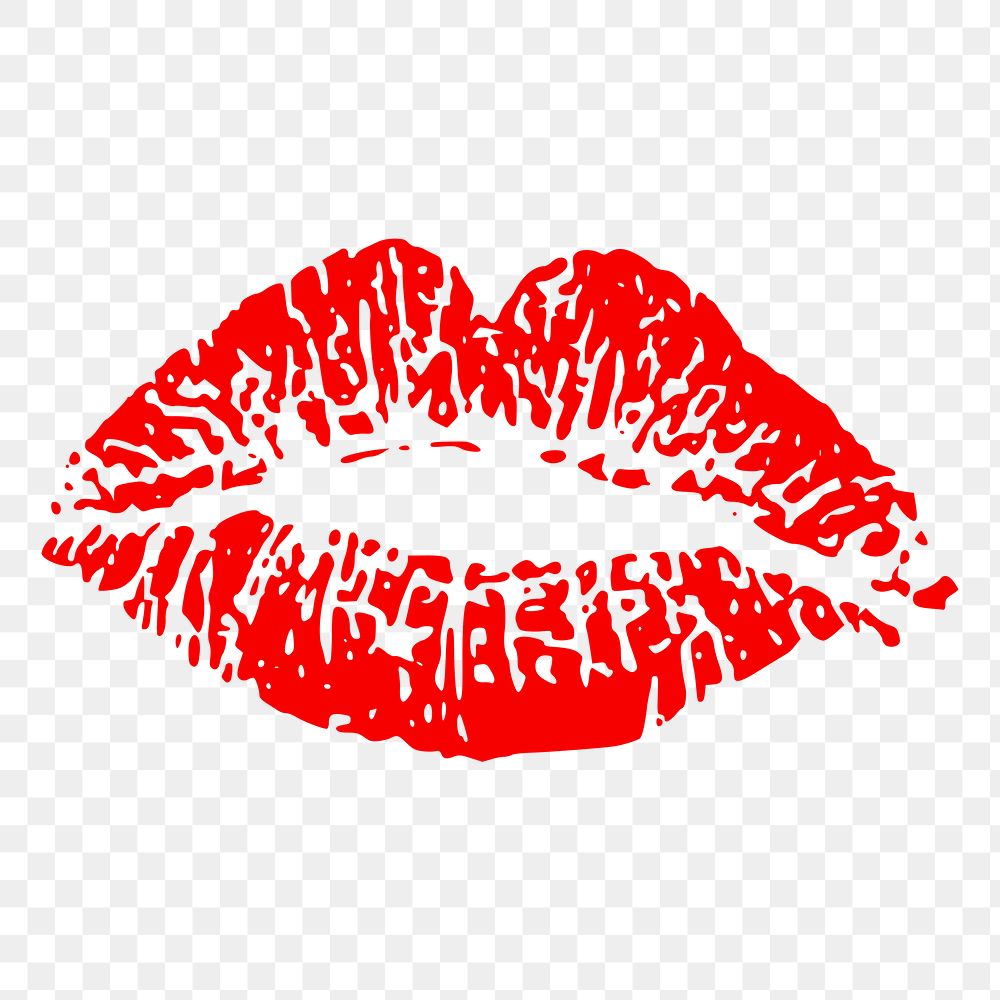 Red lips stain png sticker, Valentine's illustration on transparent background. Free public domain CC0 image.