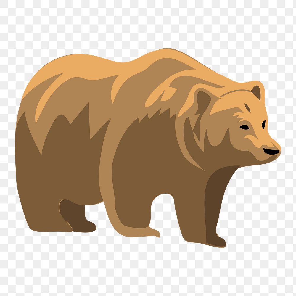 Grizzly bear png sticker, animal illustration on transparent background. Free public domain CC0 image.