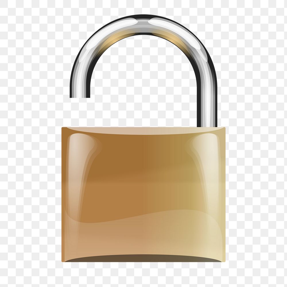 Unlocked padlock png sticker, object illustration on transparent background. Free public domain CC0 image.
