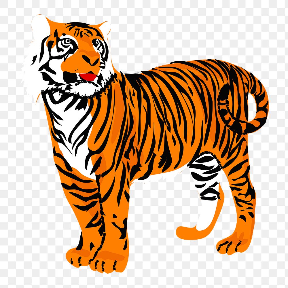 Tiger png sticker, animal illustration on transparent background. Free public domain CC0 image.
