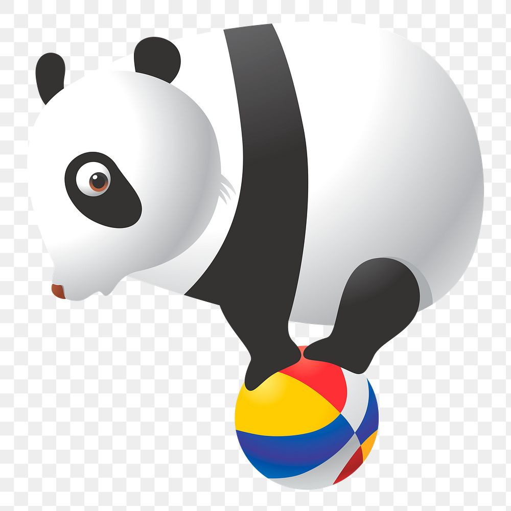 Circus panda png sticker, cute animal illustration, transparent background. 