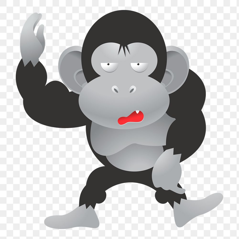 Bored gorilla png sticker, cute animal illustration, transparent background. Free public domain CC0 image.