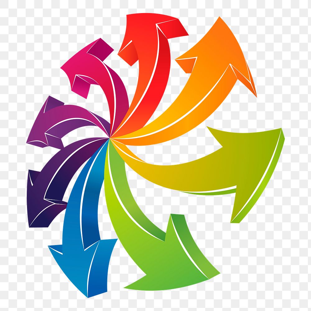 Colorful arrows png sticker, business illustration, transparent background. Free public domain CC0 image.