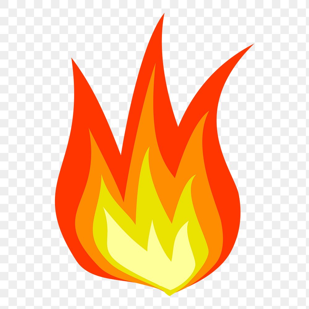 Orange flame png sticker, icon illustration, transparent background. Free public domain CC0 image.